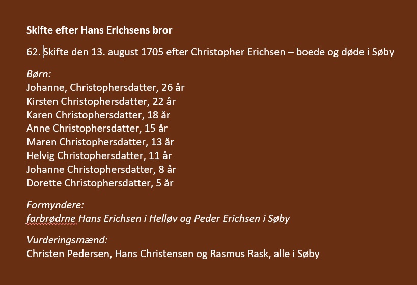 Skifte Hans Erichsens bror